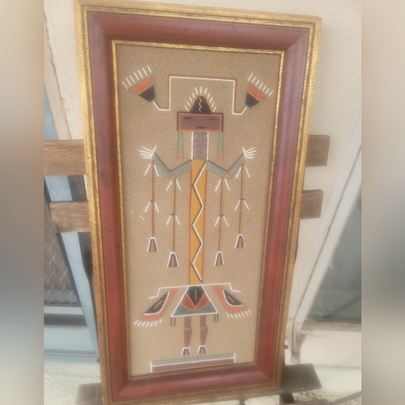 James C Joe Authentic 'Storm People" Navaho Sand Painting. Signed and dated. - Picture 1 of 6
